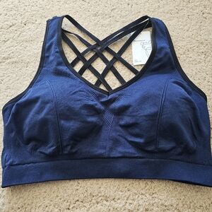Women's Navy Blue Strappy Sports Bra